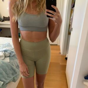 Women's Olive Green High-Waisted Shorts